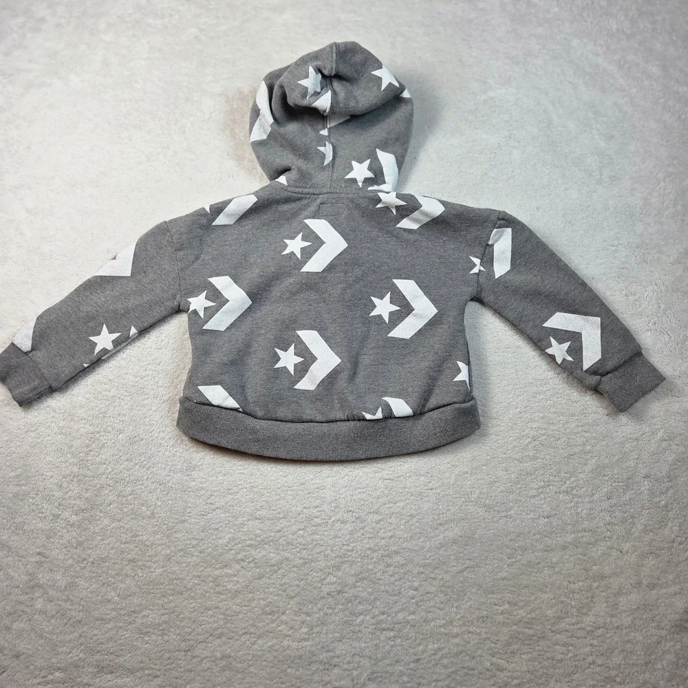 Converse Kids Gray Star Chevron Logo Full Zip Hoodie Sweatshirt Size 6 5-6 Years